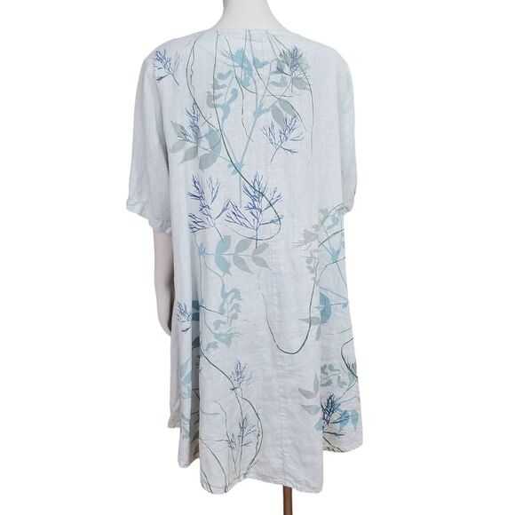 Blue Fish Size 1 Linen tie Front Tunic 5306 Contrast Cardi Dew-P Hand Printed - Picture 8 of 16